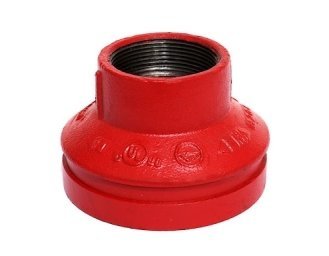 Red grooved concentric reducer for changing pipe size