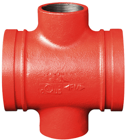 Grooved fitting cross for four-way fire piping connection