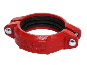 Red rigid grooved coupling with EPDM gasket